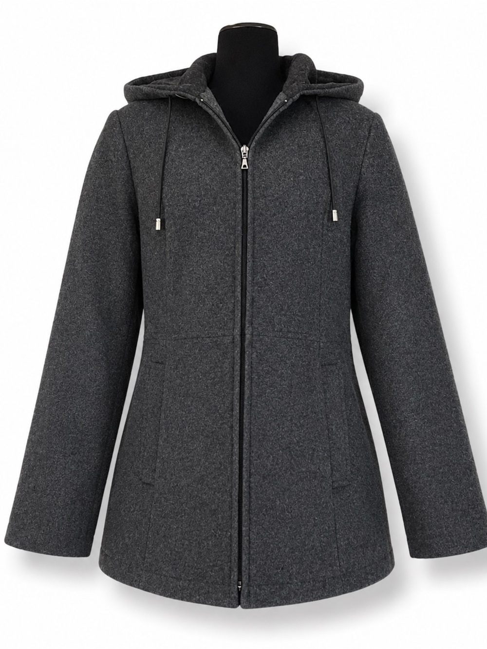 VNTG Classic Fleet Street Ltd Women's Gray Wool Blend Hooded Winter Coat M NWOT